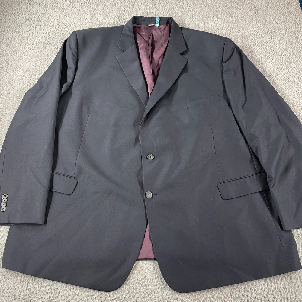Jack Victor Classic Rochester Suit Coat Blazer Size 56R Wool Poly Blue Black